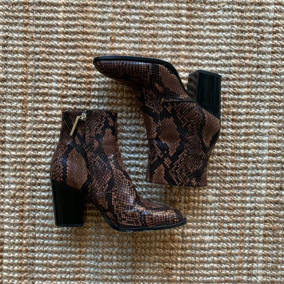 brown snake ankle boots